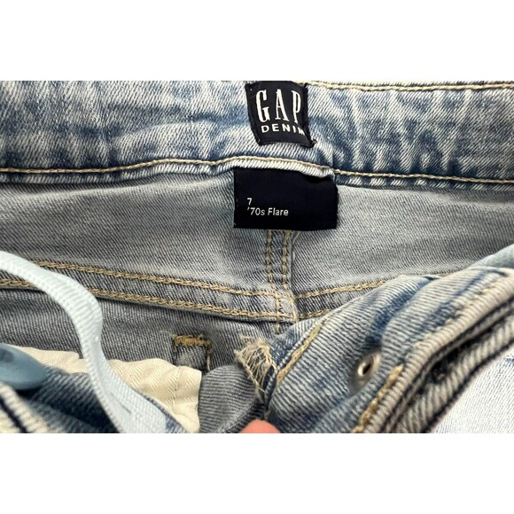 Gap Denim Youth Girls 70s Flare Jeans  Size 7  Light Wash  Retro Hippie Boho BTS - Picture 6 of 10